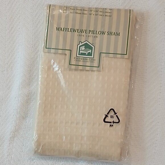 COLUMBINE CODY 100% COTTON WAFFLEWEAVE PILLOW SHAM - STANDARD SIZE, ECRU - Picture 1 of 7